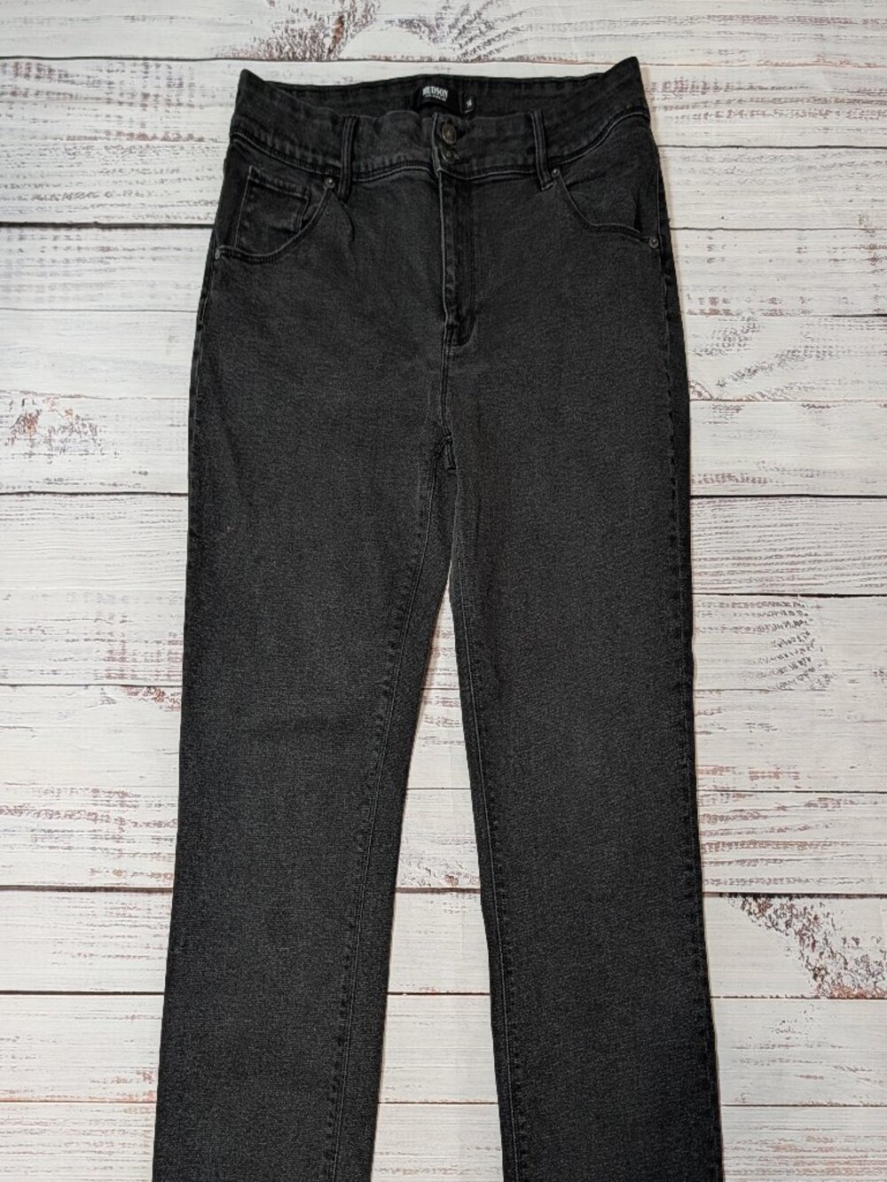 Hudson Size 14 Charcoal Gray Black Straight Leg Flap Pocket Jeans